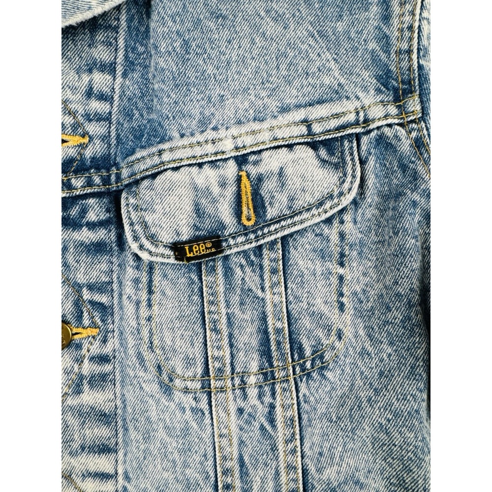 Vintage 80s Lee Riders 153438 USA Denim Trucker Jacket Medium Faded Distressed - Picture 8 of 14